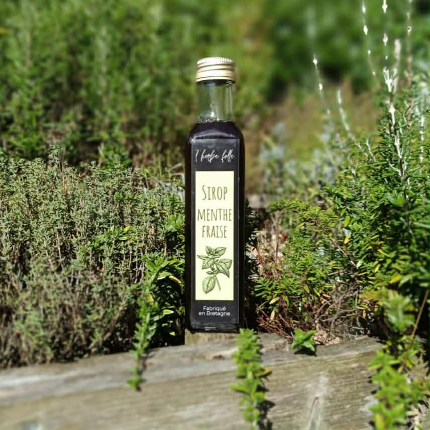 Bouteille de sirop menthe fraise